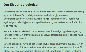 Om elevundersøkelsen Om elevundersøkelsen